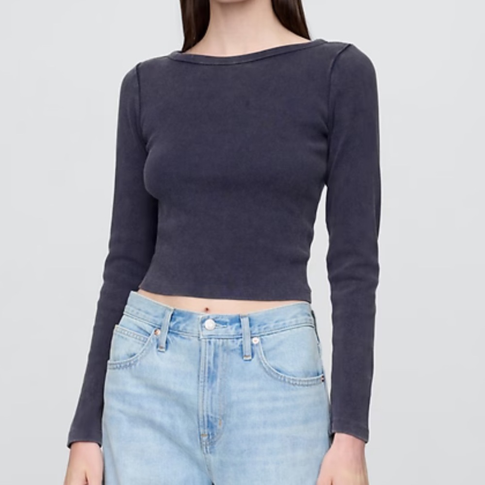 GAP heavyweight rib boat deck crop long sleeve